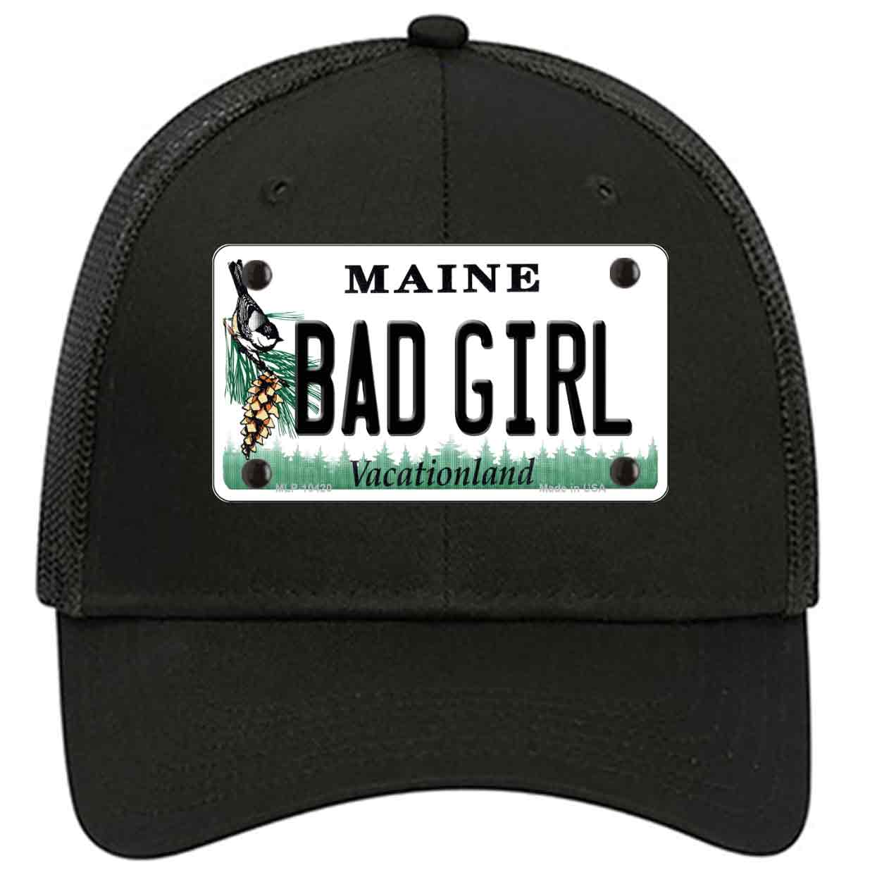 Bad Girl Maine Novelty Black Mesh License Plate Hat