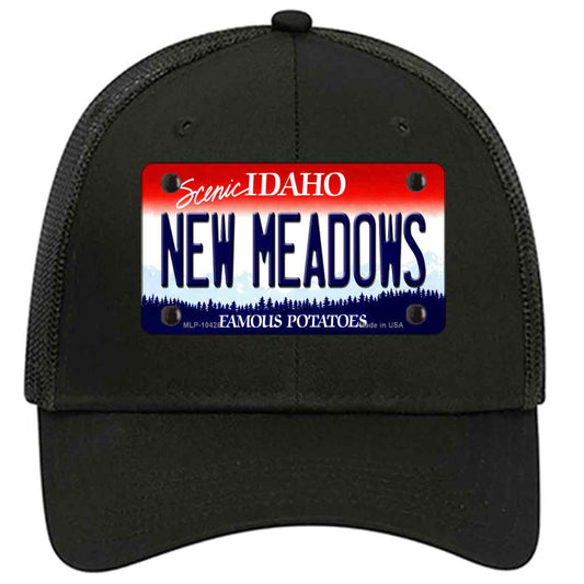 New Meadows Idaho Novelty Black Mesh License Plate Hat