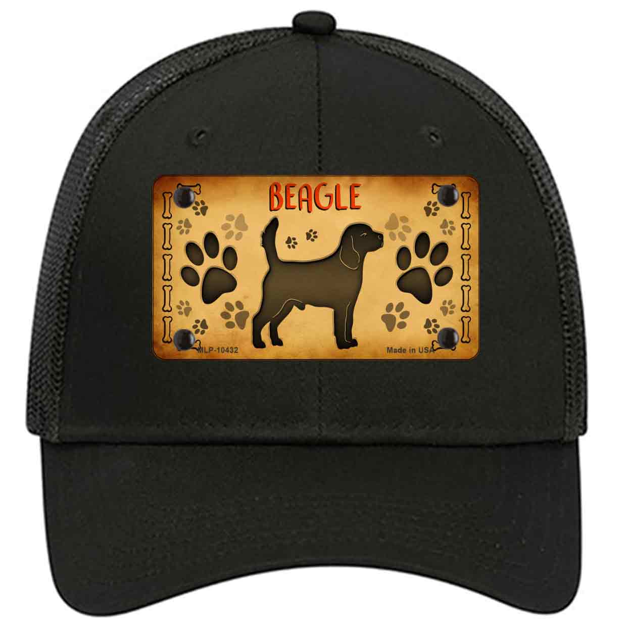 Beagle Novelty Black Mesh License Plate Hat