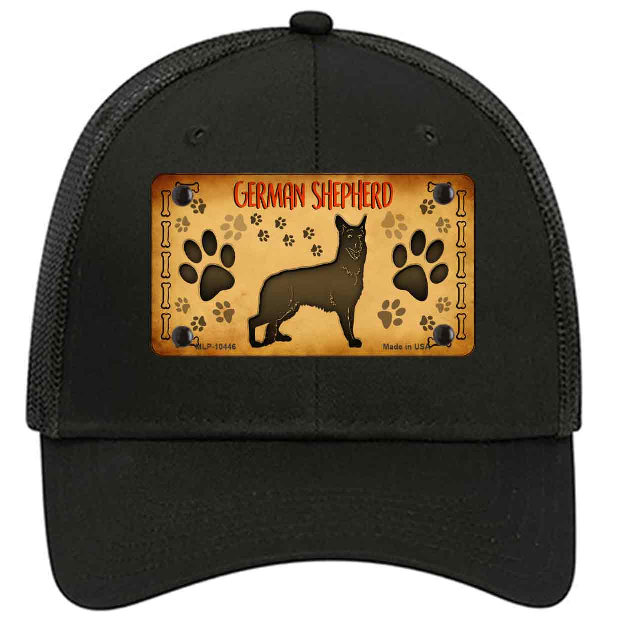 German Shepherd Novelty Black Mesh License Plate Hat