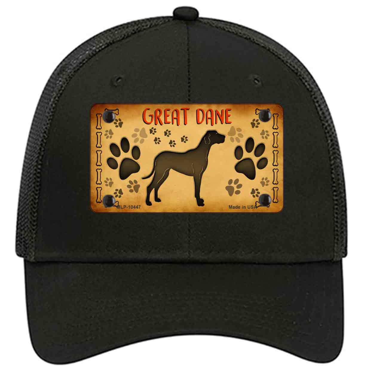Great Dane Novelty Black Mesh License Plate Hat