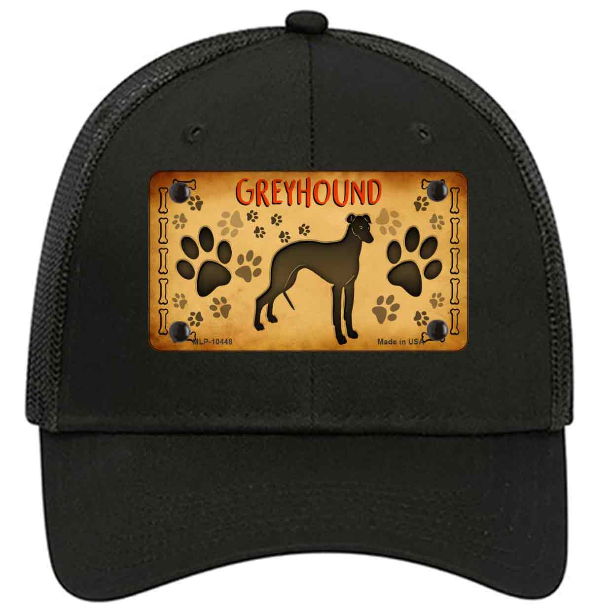 Greyhound Novelty Black Mesh License Plate Hat