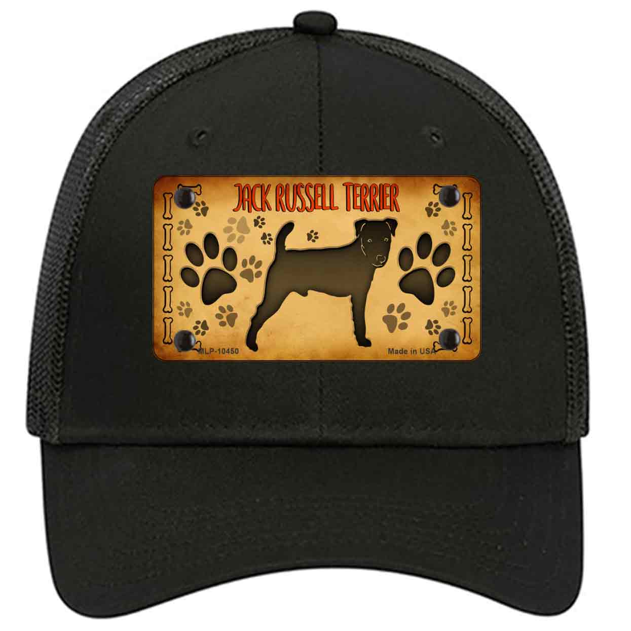 Jack Russell Terrier Novelty Black Mesh License Plate Hat