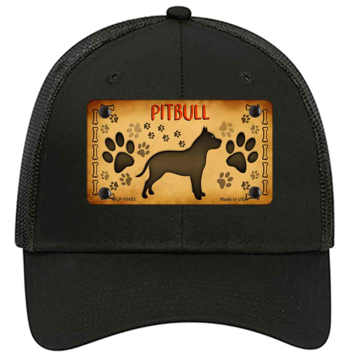 Pitbull Novelty Black Mesh License Plate Hat
