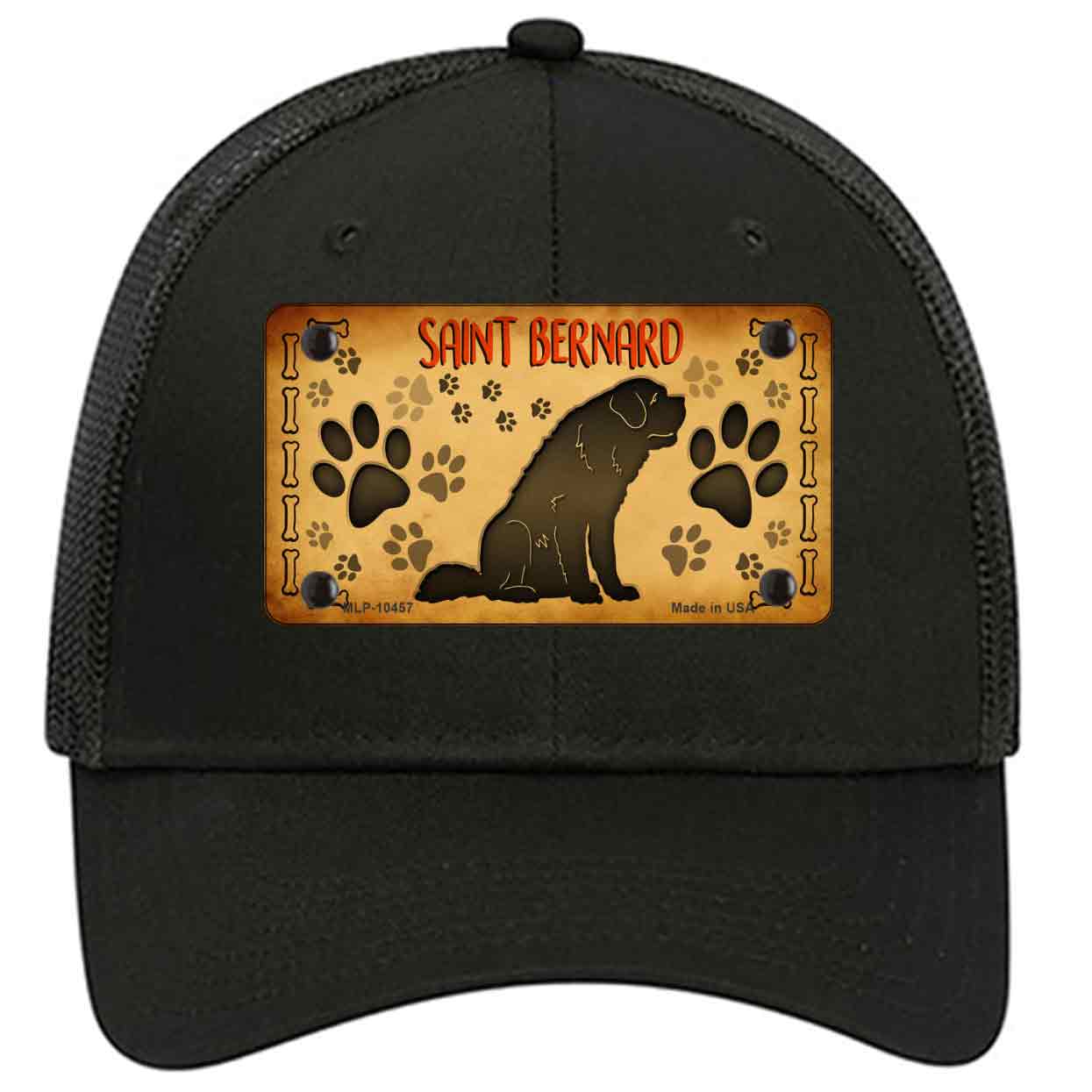 Saint Bernard Novelty Black Mesh License Plate Hat
