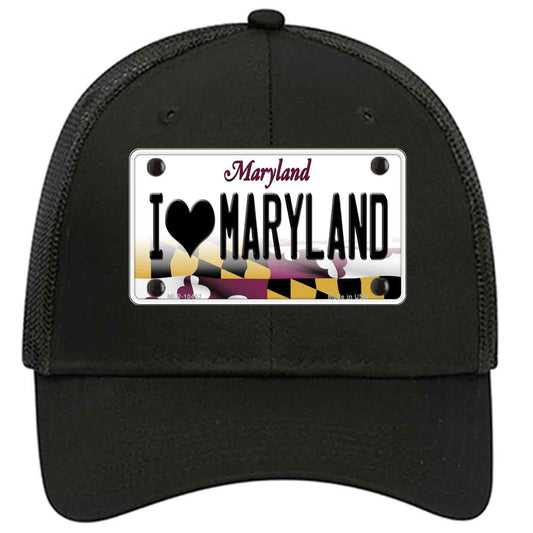 I Love Maryland Novelty Black Mesh License Plate Hat
