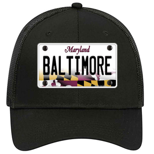 Baltimore Maryland Novelty Black Mesh License Plate Hat