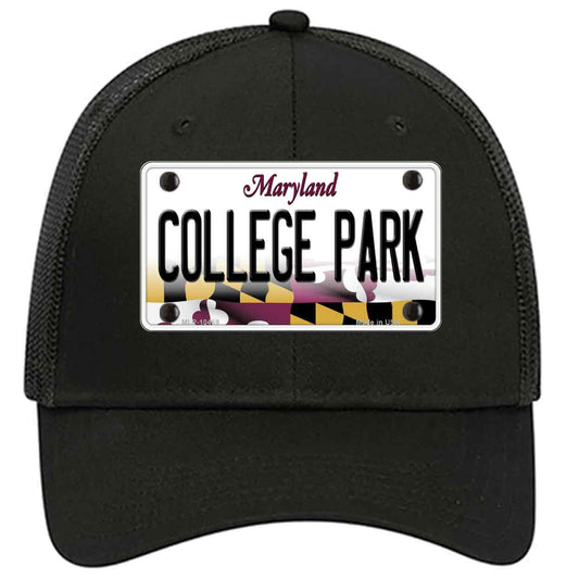 College Park Maryland Novelty Black Mesh License Plate Hat