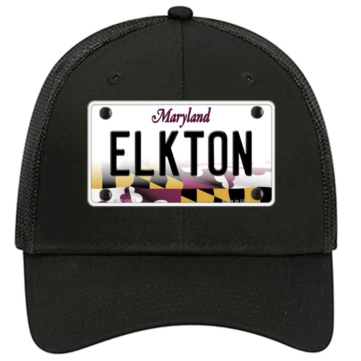 Elkton Maryland Novelty Black Mesh License Plate Hat
