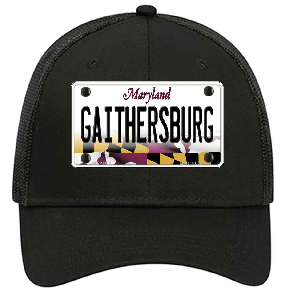 Gaithersburg Maryland Novelty Black Mesh License Plate Hat
