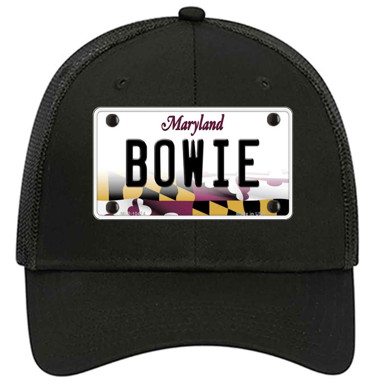 Bowie Maryland Novelty Black Mesh License Plate Hat