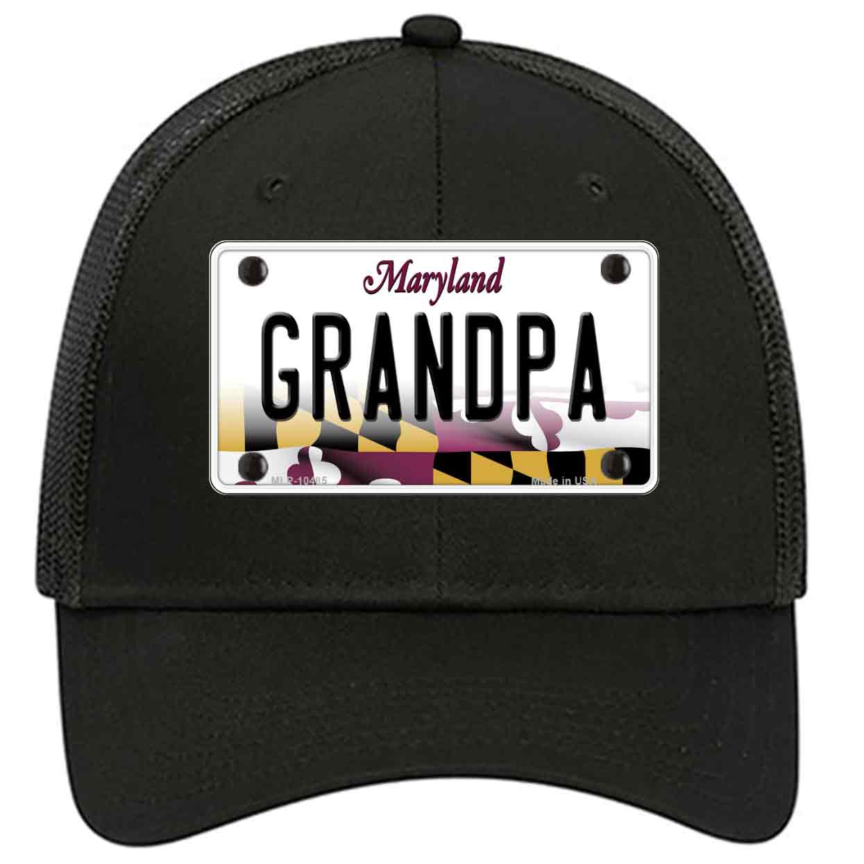 Grandpa Maryland Novelty Black Mesh License Plate Hat