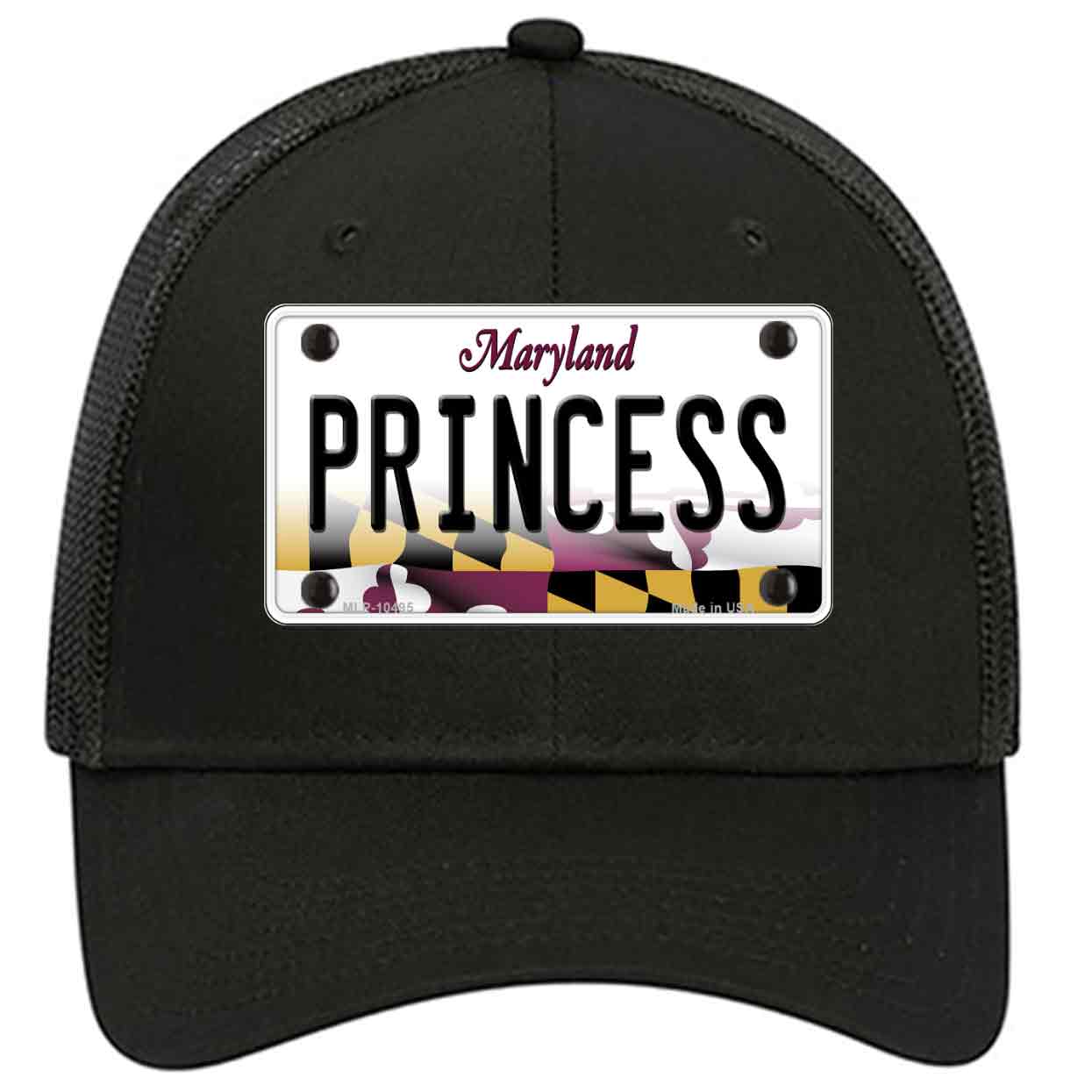 Princess Maryland Novelty Black Mesh License Plate Hat
