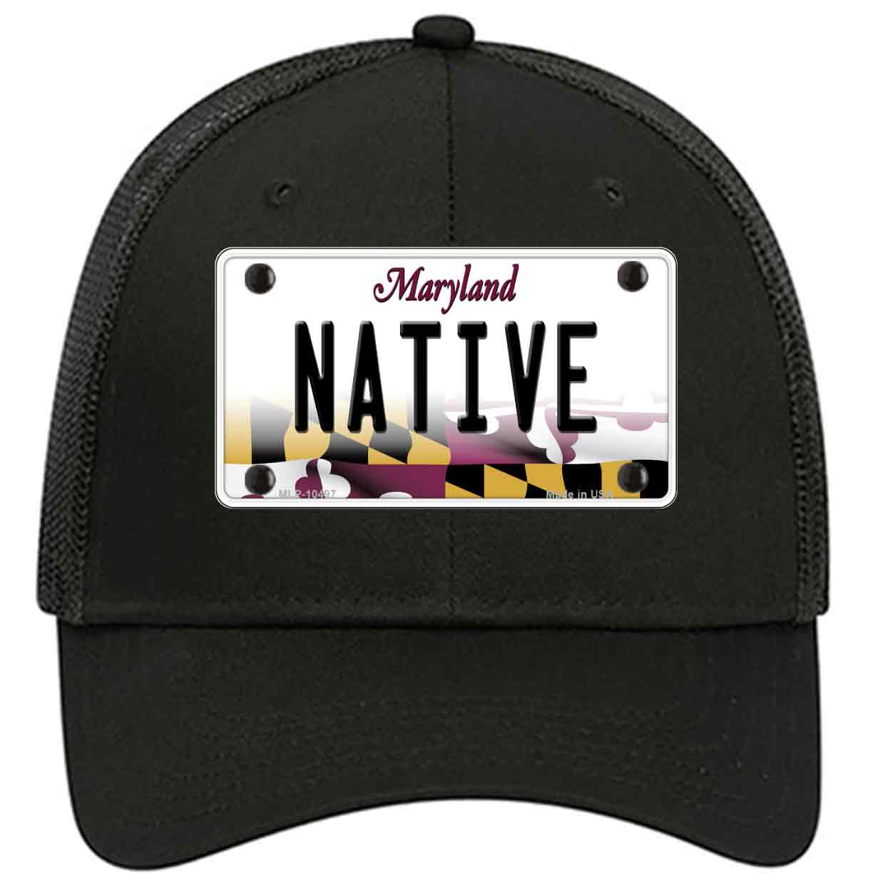 Native Maryland Novelty Black Mesh License Plate Hat