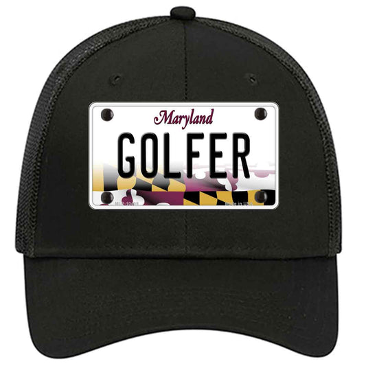 Golfer Maryland Novelty Black Mesh License Plate Hat