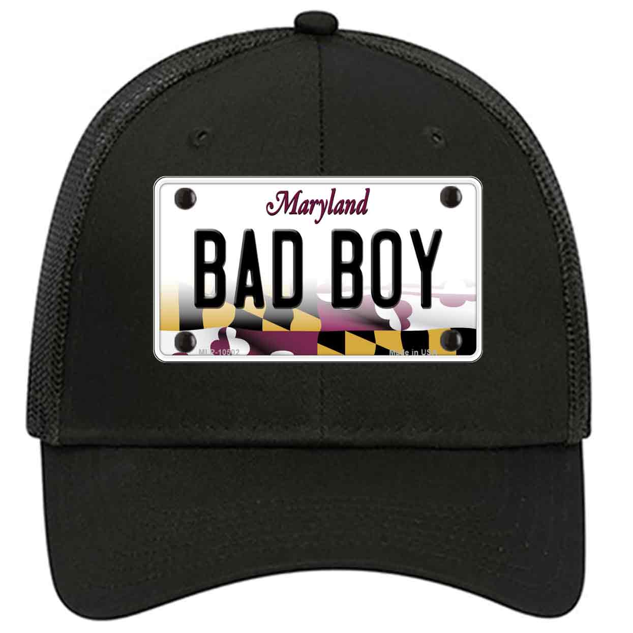 Bad Boy Maryland Novelty Black Mesh License Plate Hat