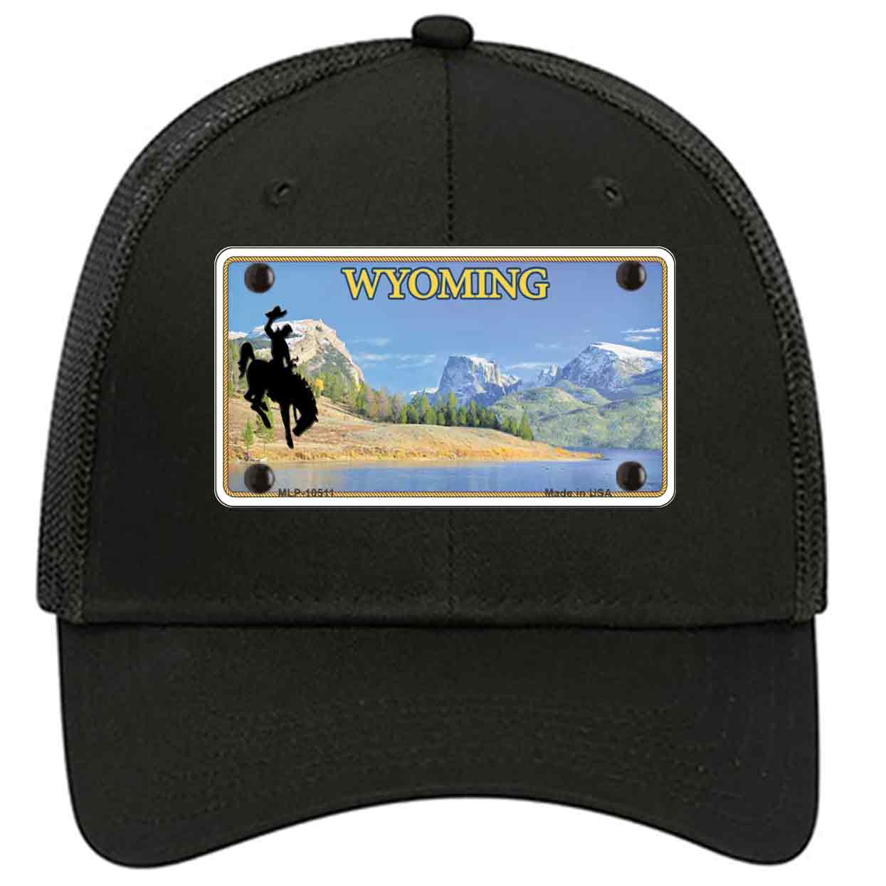 Wyoming Blank Novelty Black Mesh License Plate Hat