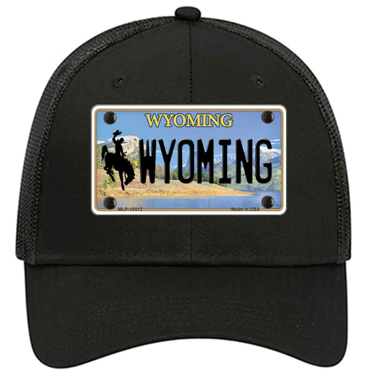 Wyoming Tag Novelty Black Mesh License Plate Hat