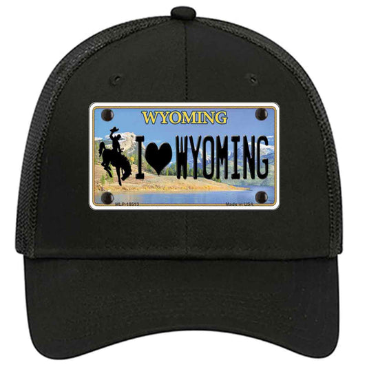 I Love Wyoming Novelty Black Mesh License Plate Hat