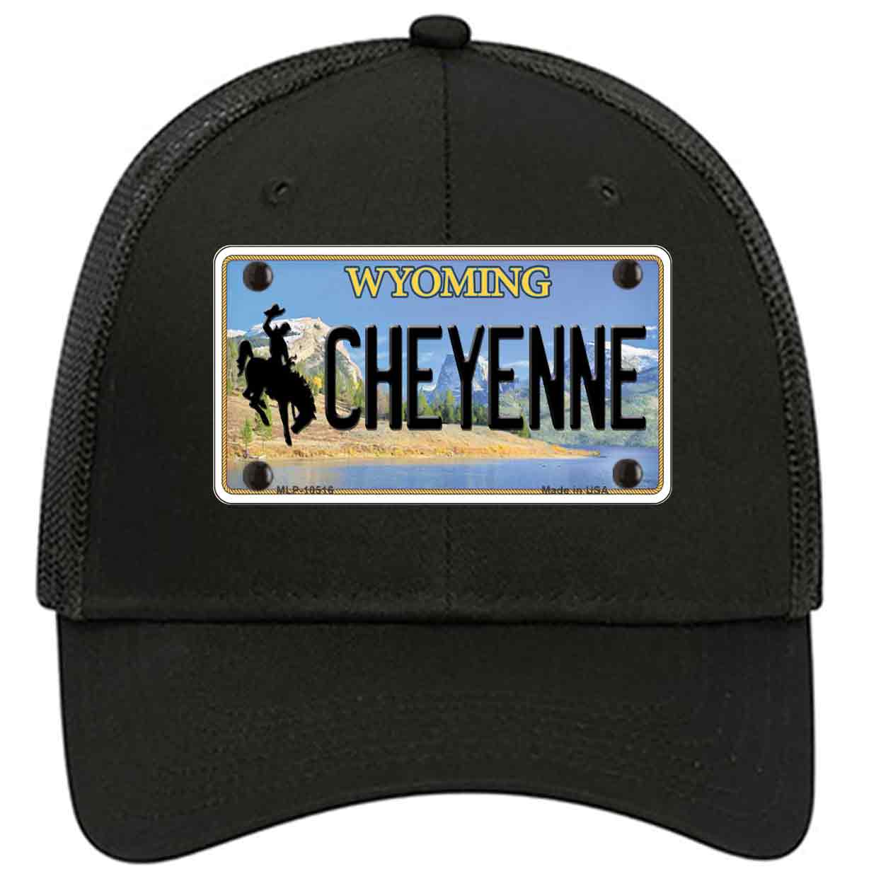 Cheyenne Wyoming Novelty Black Mesh License Plate Hat