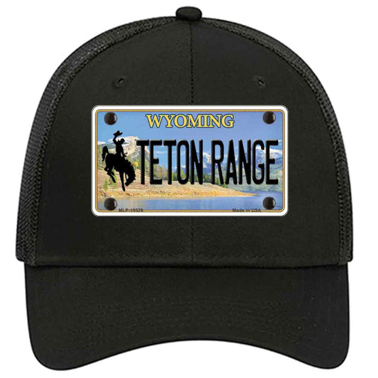 Teton Range Wyoming Novelty Black Mesh License Plate Hat