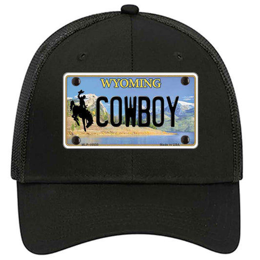 Cowboy Wyoming Novelty Black Mesh License Plate Hat