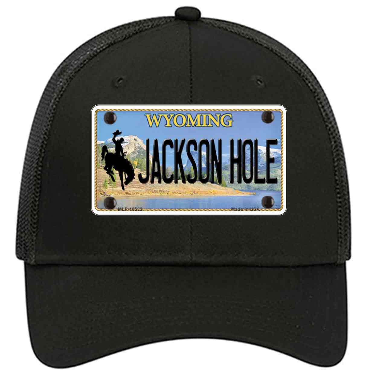 Jackson Hole Wyoming Novelty Black Mesh License Plate Hat