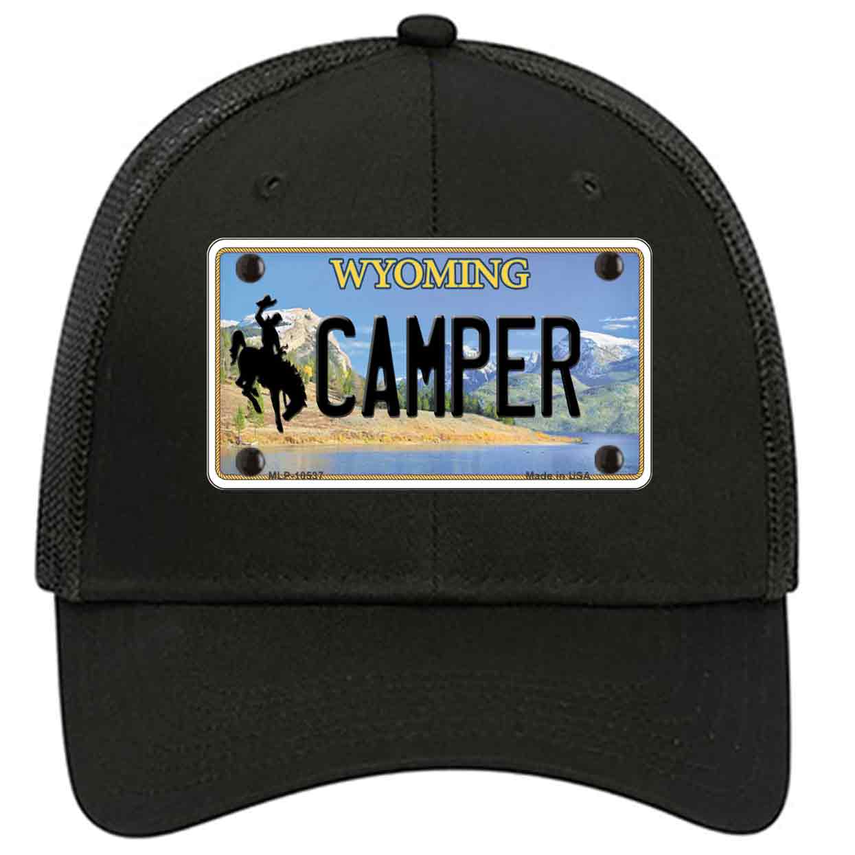 Camper Wyoming Novelty Black Mesh License Plate Hat