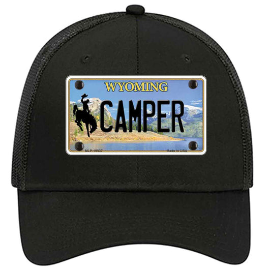 Camper Wyoming Novelty Black Mesh License Plate Hat