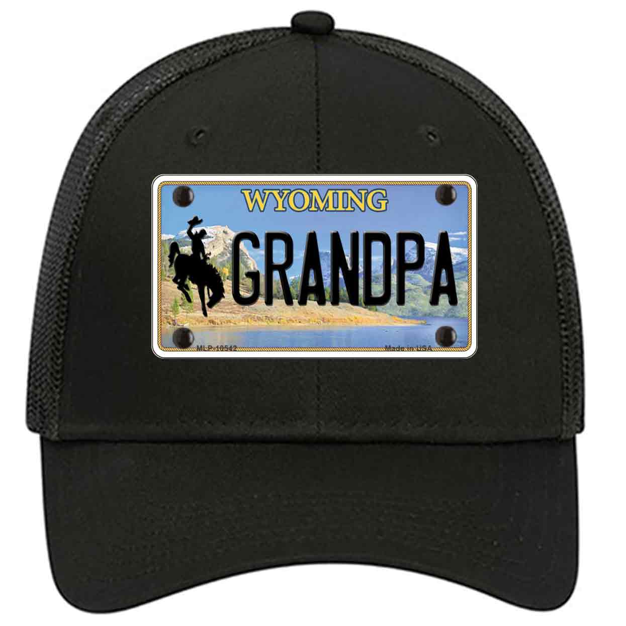 Grandpa Wyoming Novelty Black Mesh License Plate Hat