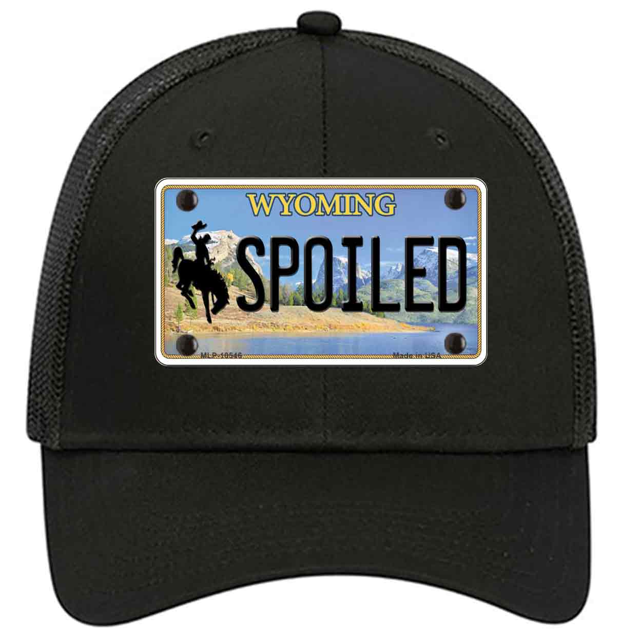 Spoiled Wyoming Novelty Black Mesh License Plate Hat