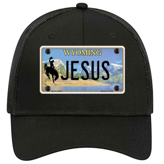 Jesus Wyoming Novelty Black Mesh License Plate Hat