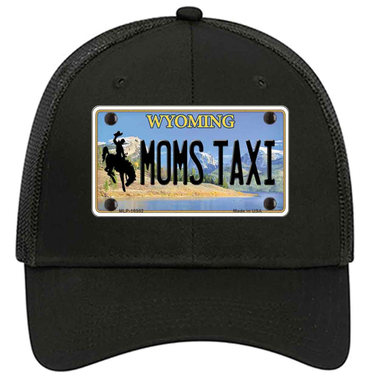 Moms Taxi Wyoming Novelty Black Mesh License Plate Hat