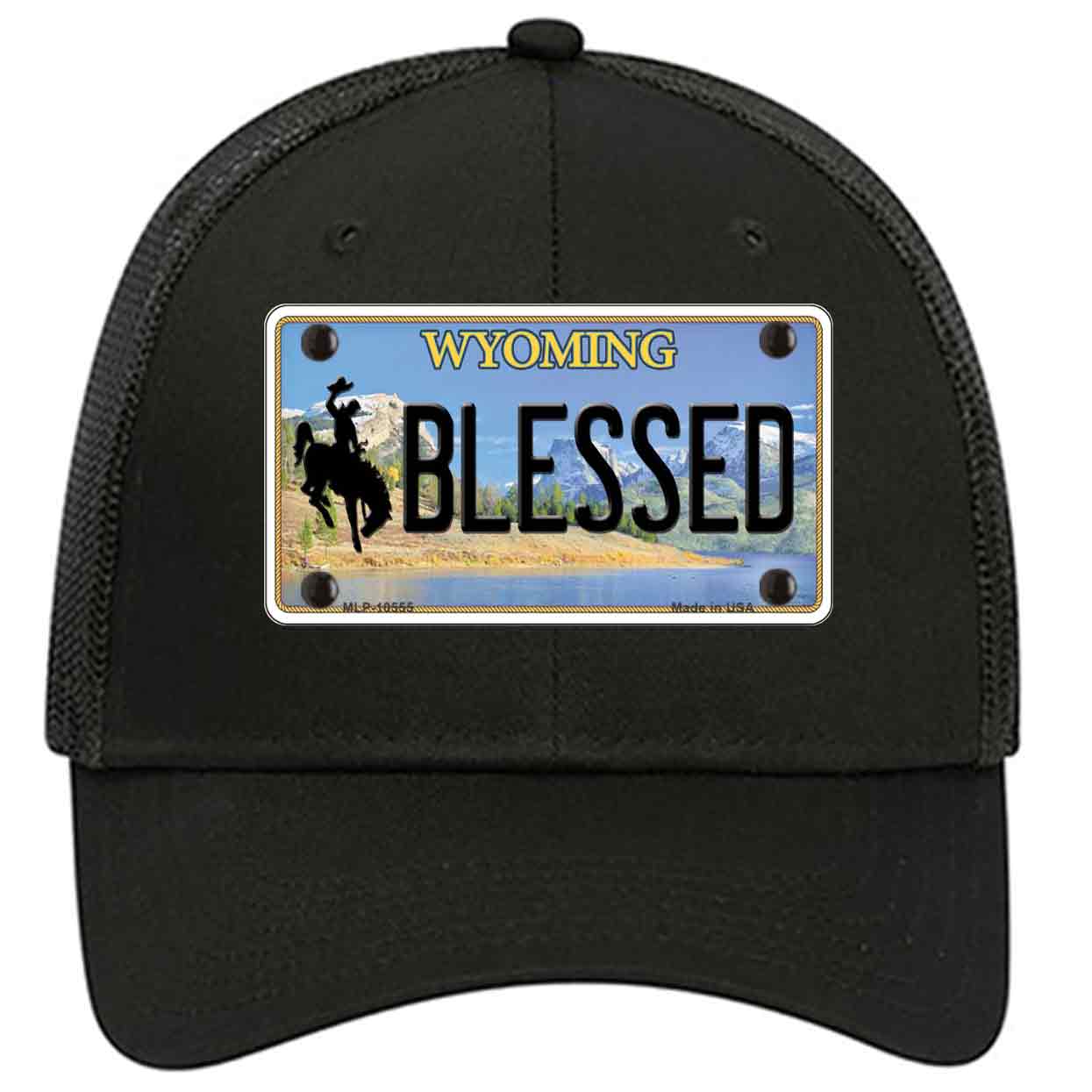 Blessed Wyoming Novelty Black Mesh License Plate Hat