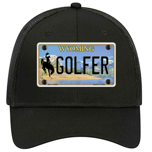 Golfer Wyoming Novelty Black Mesh License Plate Hat