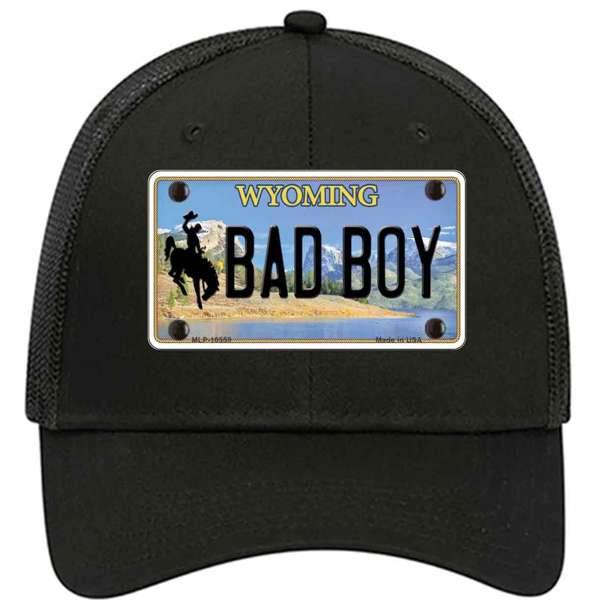 Bad Boy Wyoming Novelty Black Mesh License Plate Hat