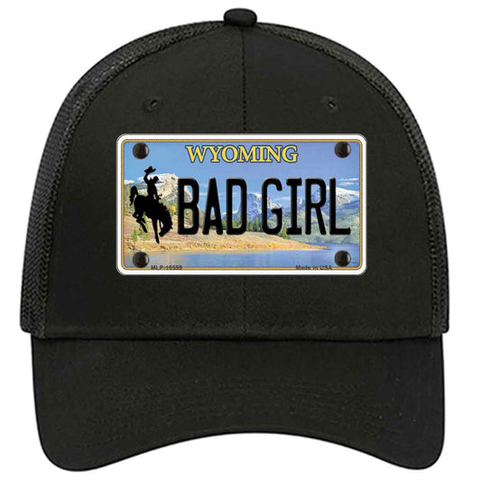 Bad Girl Wyoming Novelty Black Mesh License Plate Hat