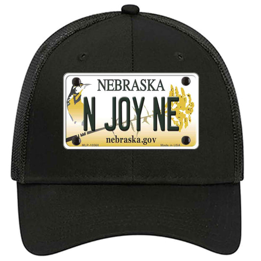 N Joy NE Nebraska Novelty Black Mesh License Plate Hat