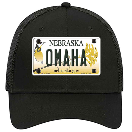 Omaha Nebraska Novelty Black Mesh License Plate Hat