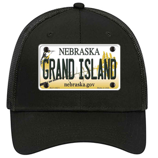 Grand Island Nebraska Novelty Black Mesh License Plate Hat