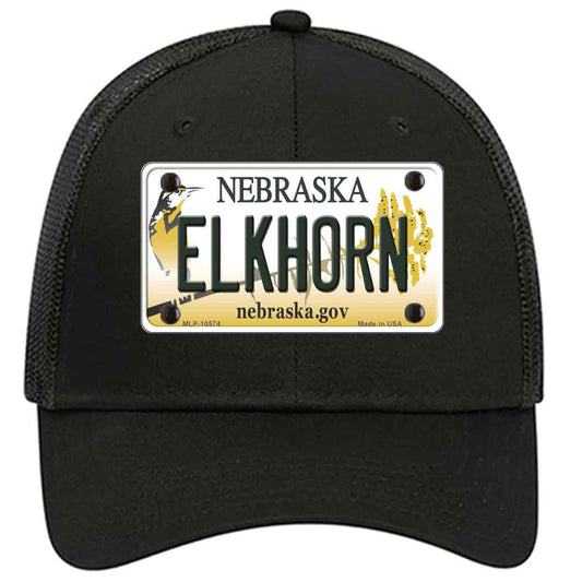 Elkhorn Nebraska Novelty Black Mesh License Plate Hat