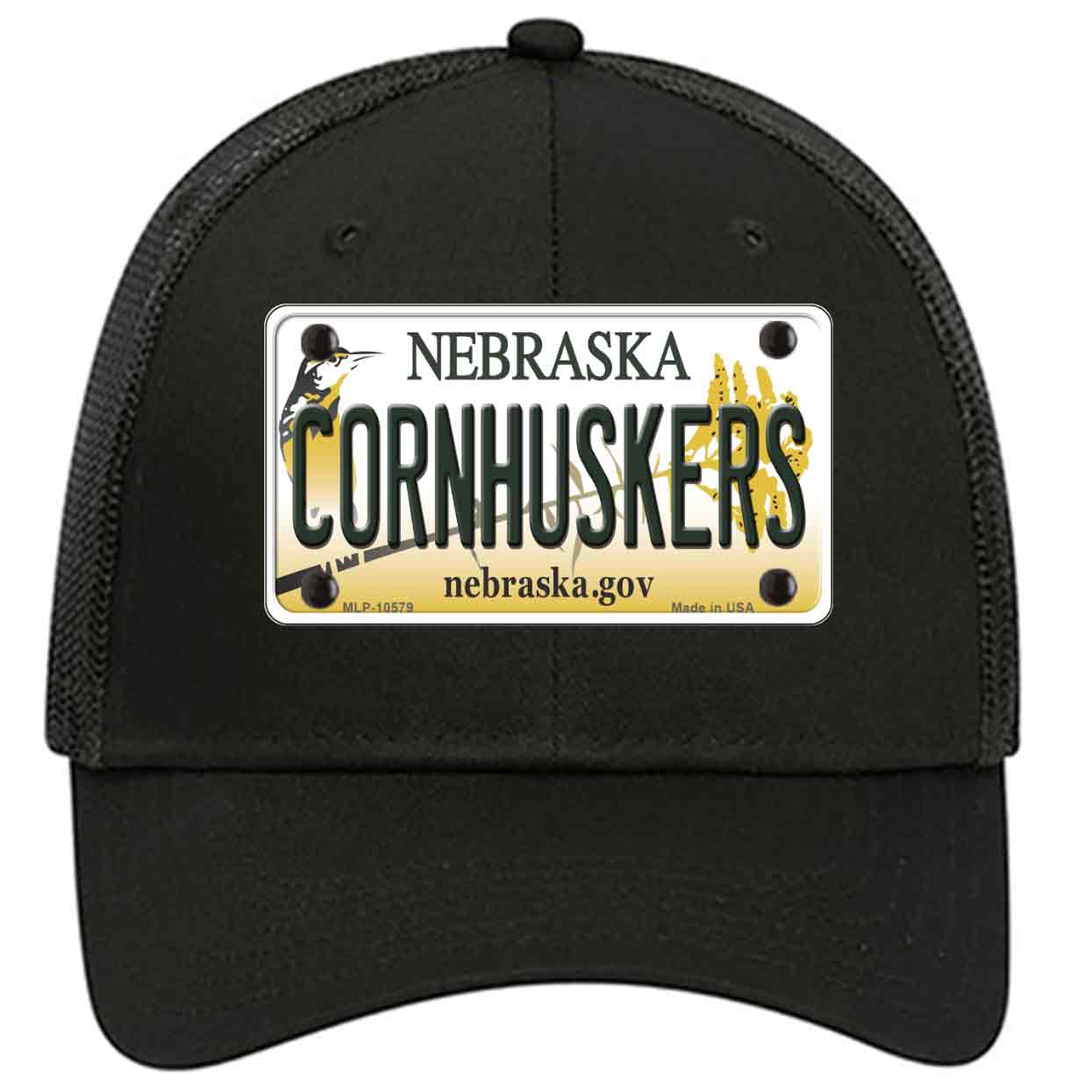 Cornhuskers Nebraska Novelty Black Mesh License Plate Hat