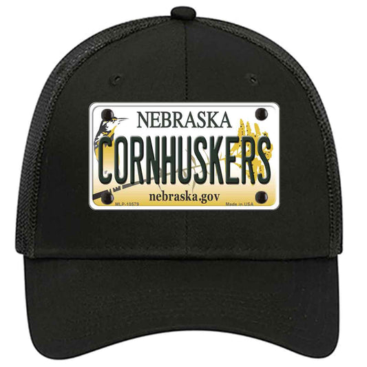 Cornhuskers Nebraska Novelty Black Mesh License Plate Hat