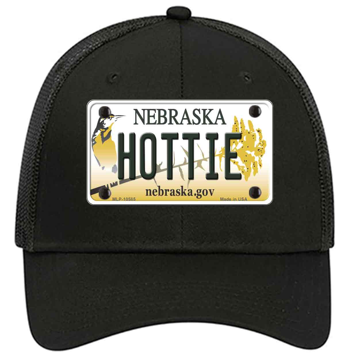 Hottie Nebraska Novelty Black Mesh License Plate Hat