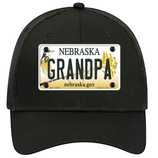 Grandpa Nebraska Novelty Black Mesh License Plate Hat