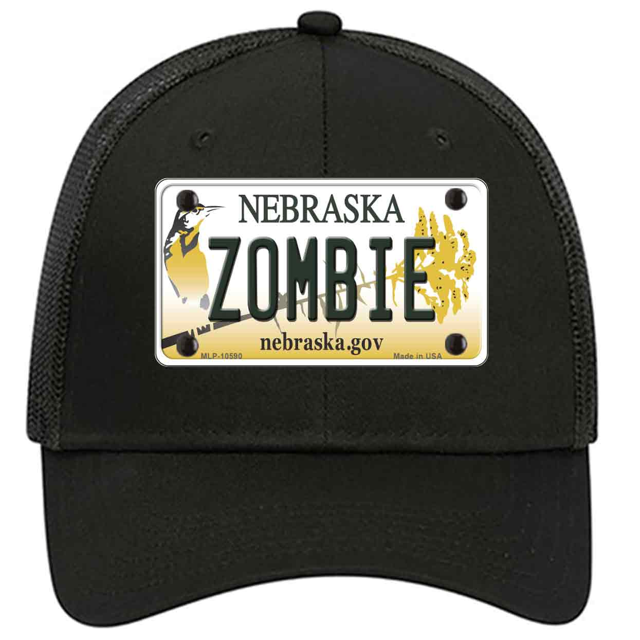 Zombie Nebraska Novelty Black Mesh License Plate Hat