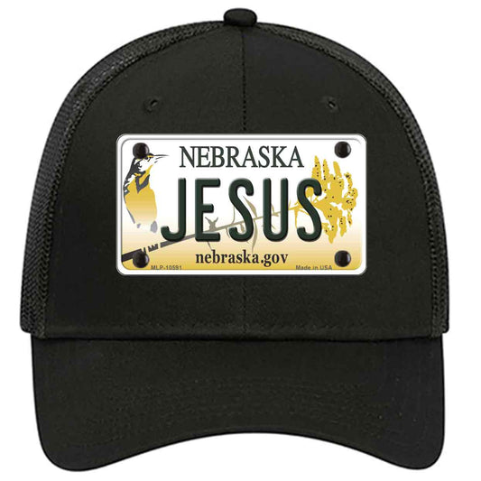 Jesus Nebraska Novelty Black Mesh License Plate Hat
