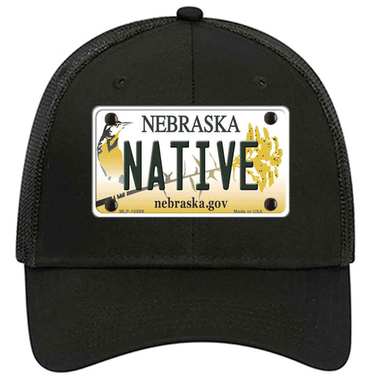 Native Nebraska Novelty Black Mesh License Plate Hat