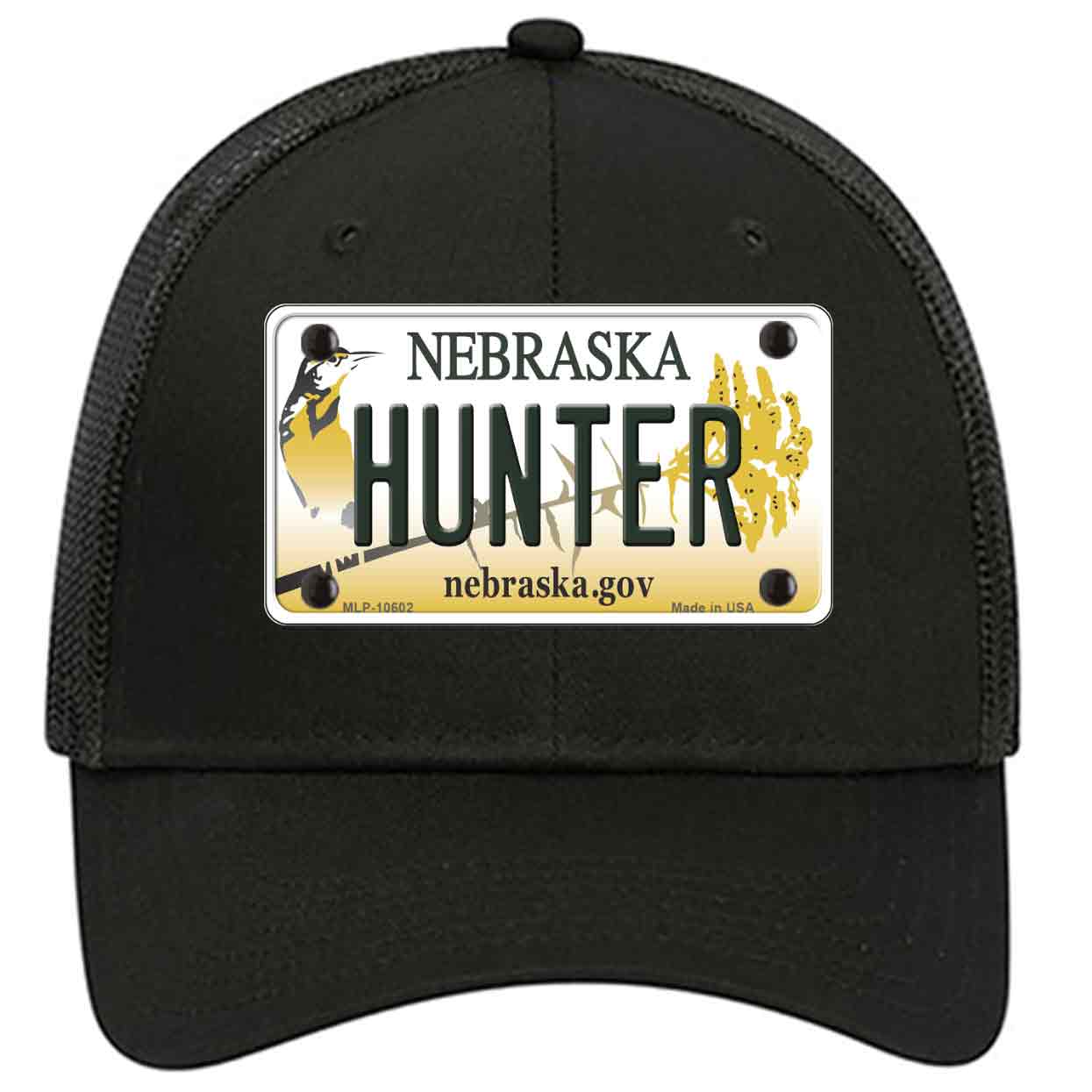 Hunter Nebraska Novelty Black Mesh License Plate Hat