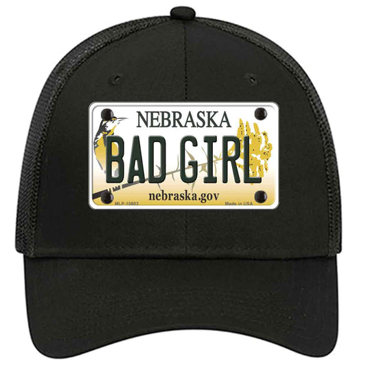 Bad Girl Nebraska Novelty Black Mesh License Plate Hat